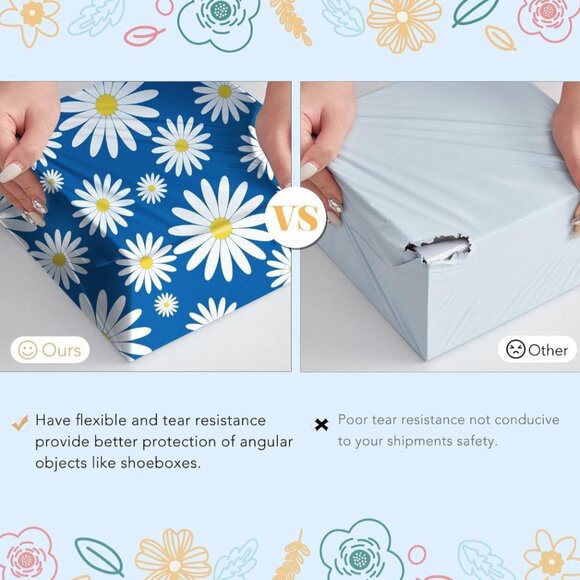 50 Blue Daisy Self Adhesive Packaging Poly Mailer Bag - Picture 2 of 9